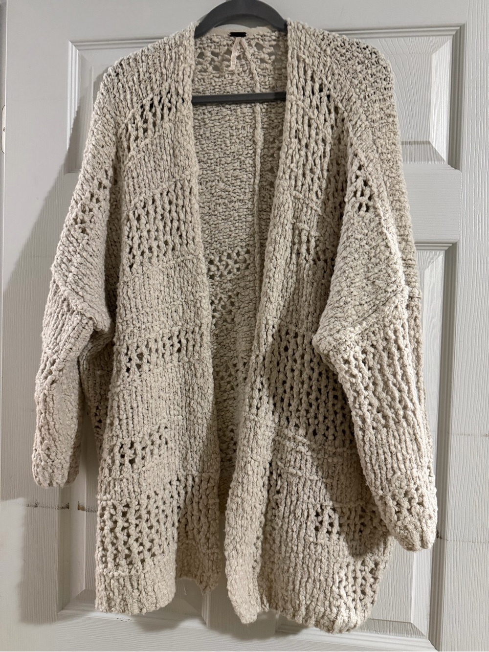 Free People Open-Front Chunky Knit Cardigan - Cream